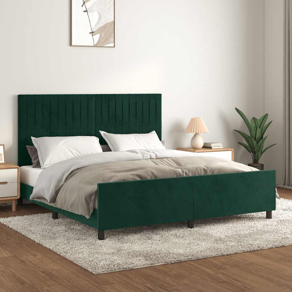 Bedframe zonder matras 160x200 cm fluweel donkergroen – afbeelding 1