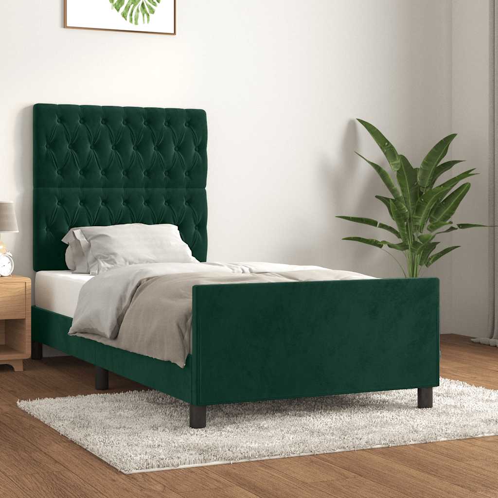 Bedframe zonder matras 90x190 cm fluweel donkergroen – afbeelding 1