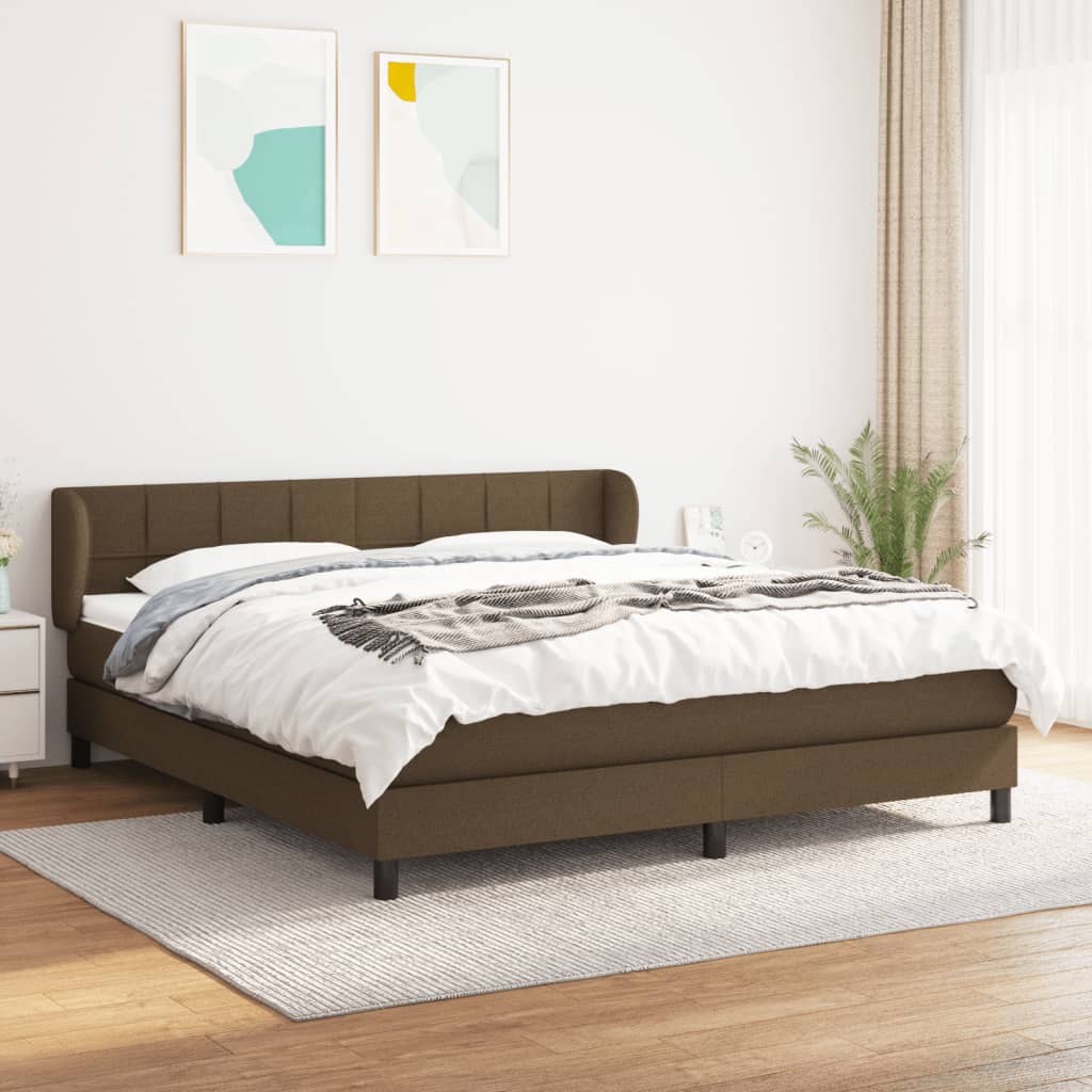 Boxspring met matras stof donkerbruin 180x200 cm – afbeelding 1