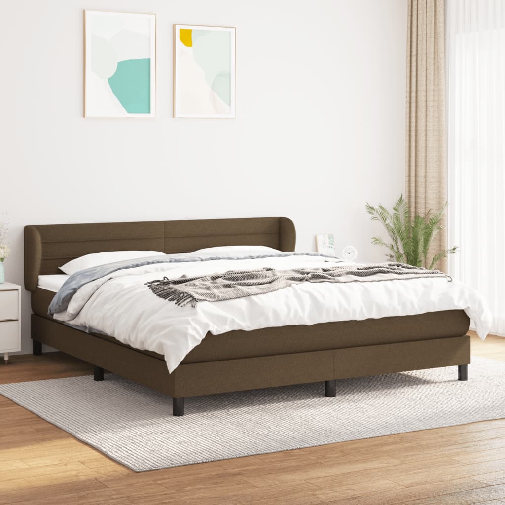 Boxspring met matras stof donkerbruin 180x200 cm – afbeelding 1