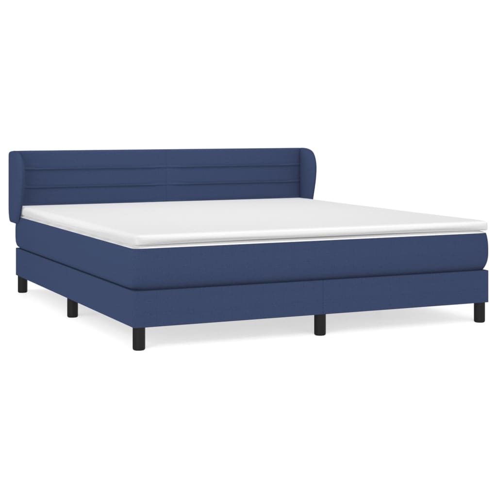 Boxspring met matras stof blauw 180x200 cm – afbeelding 2