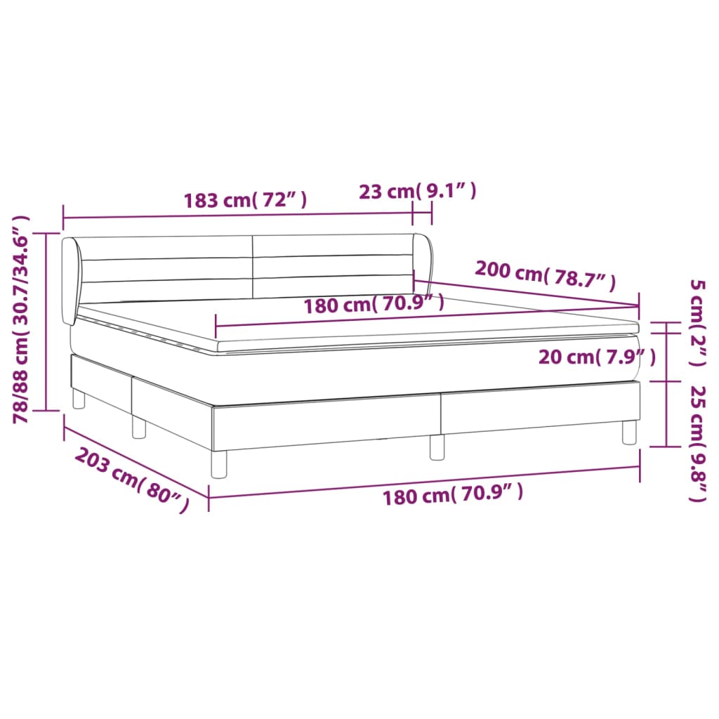 Boxspring met matras stof blauw 180x200 cm – afbeelding 7