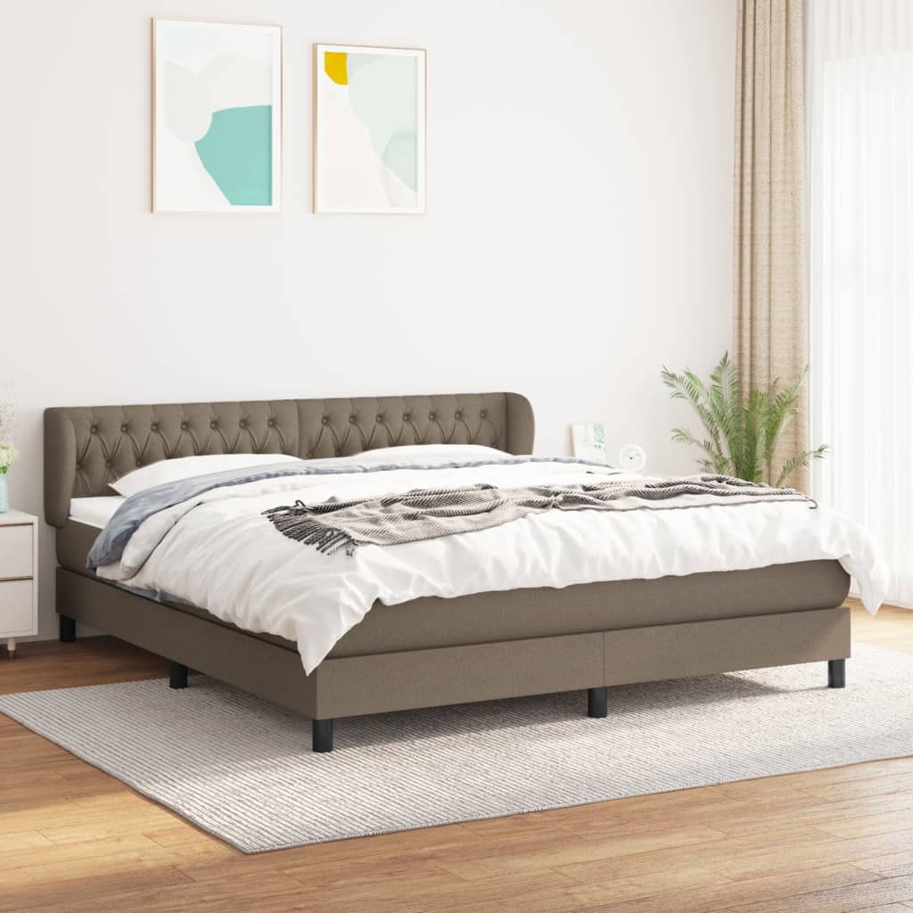 Boxspring met matras stof taupe 180x200 cm – afbeelding 1