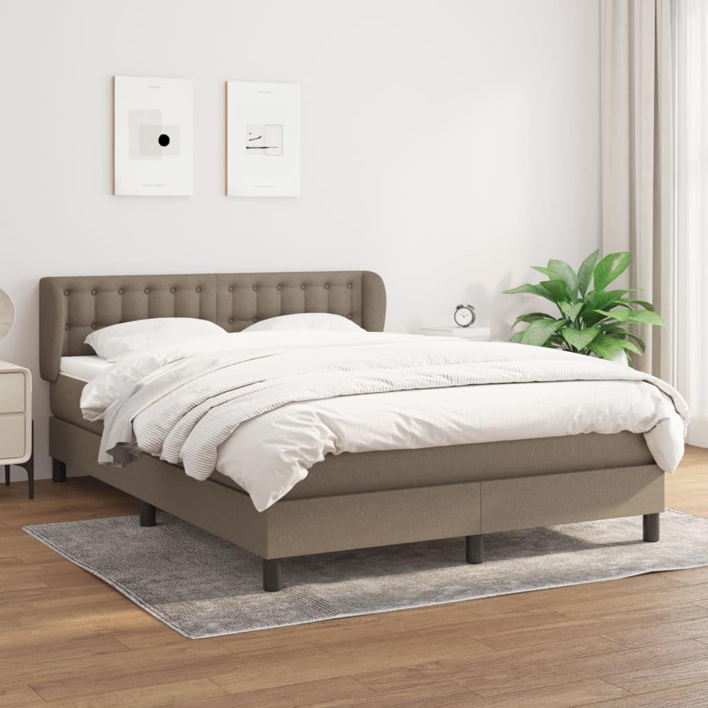 Boxspring met matras stof taupe 140x200 cm – afbeelding 1