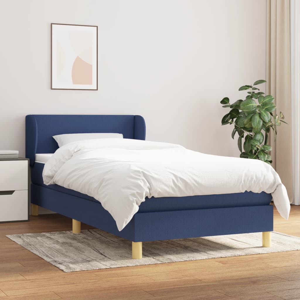 Boxspring met matras stof blauw 80x200 cm – afbeelding 1