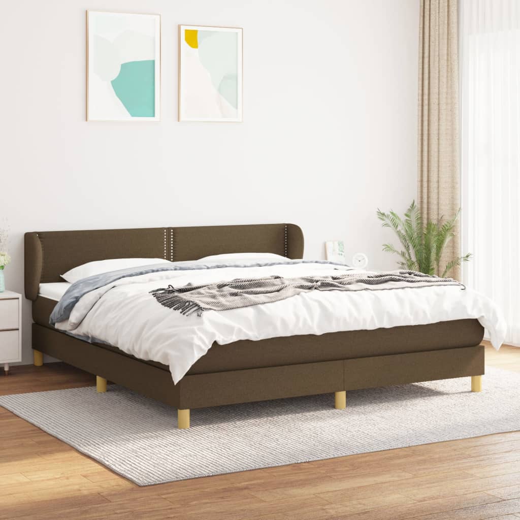 Boxspring met matras stof donkerbruin 180x200 cm – afbeelding 1