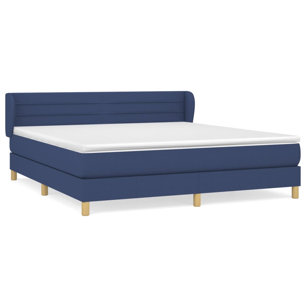 Boxspring met matras stof blauw 180x200 cm – afbeelding 2