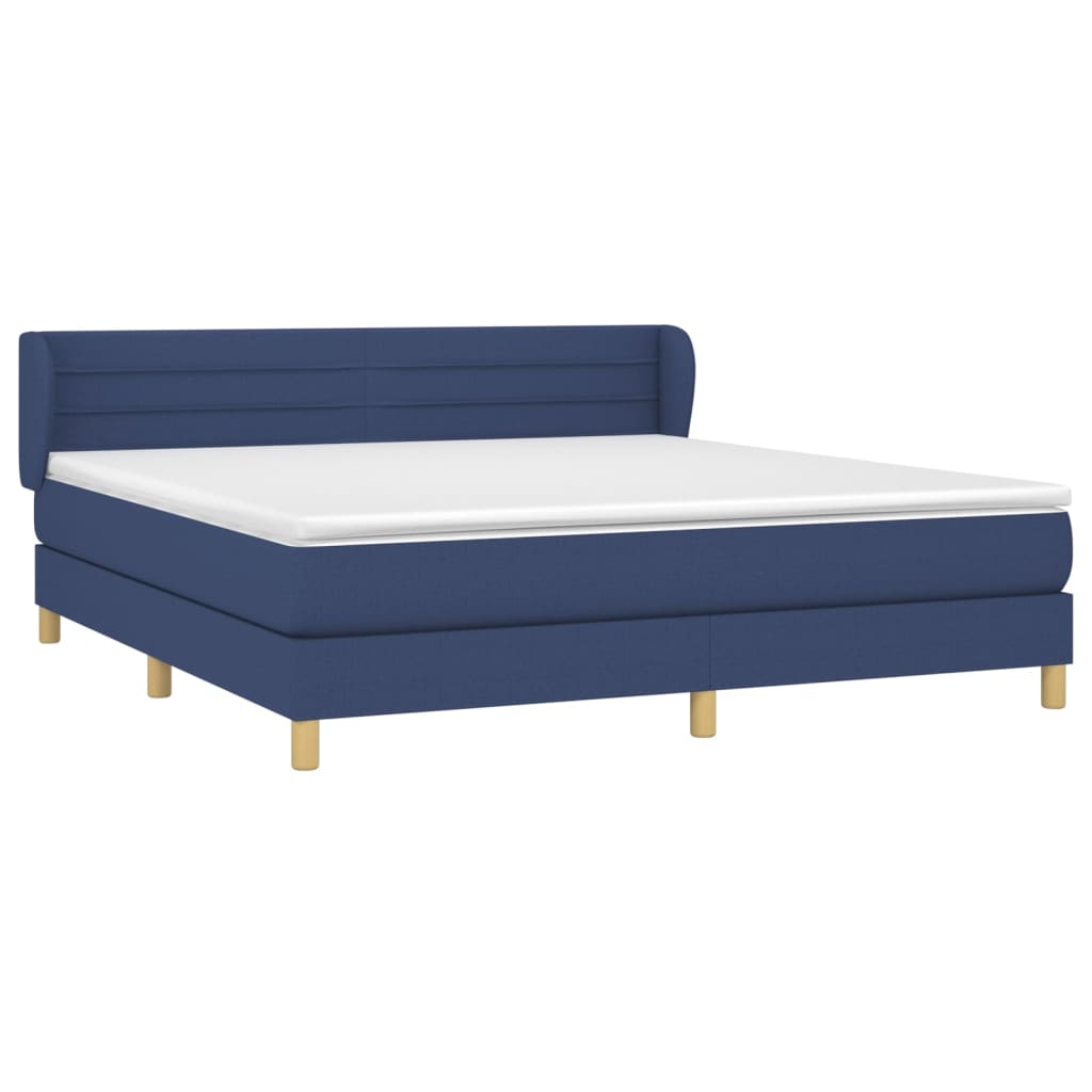 Boxspring met matras stof blauw 180x200 cm – afbeelding 3