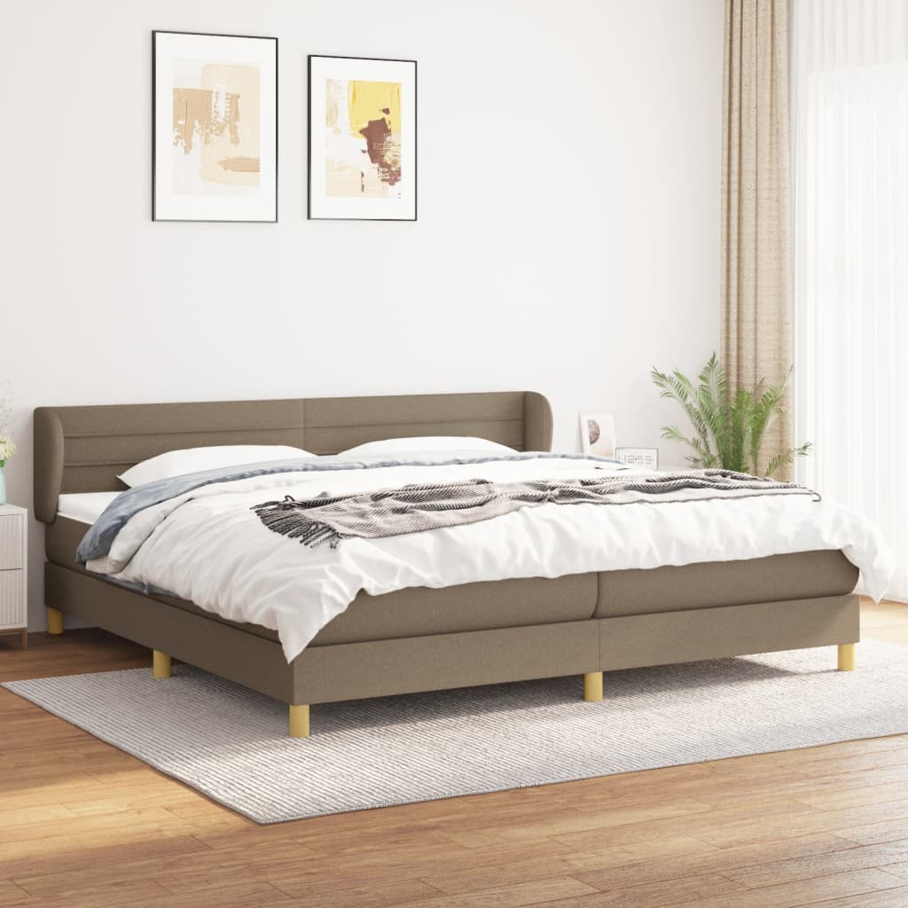 Boxspring met matras stof taupe 200x200 cm – afbeelding 1