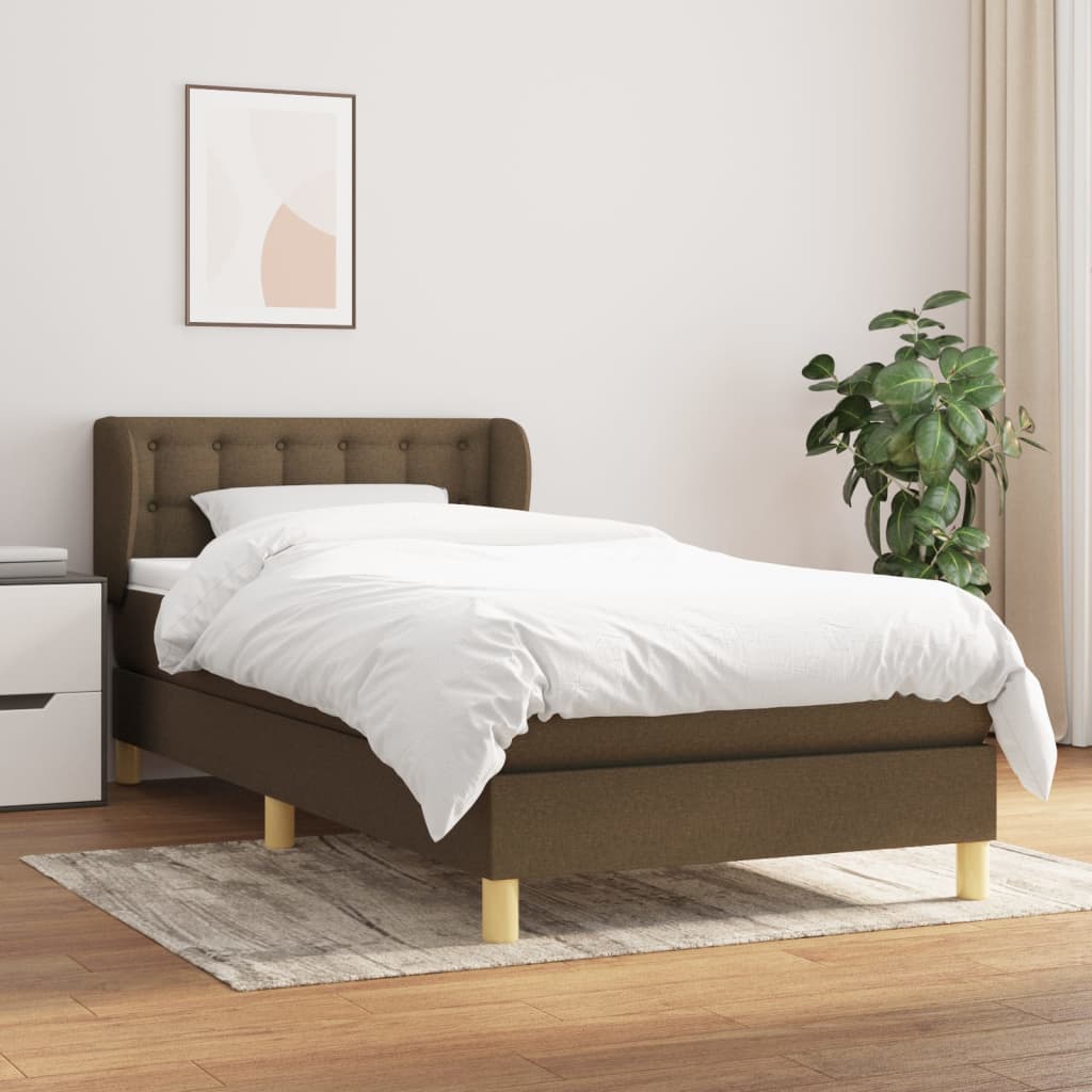 Boxspring met matras stof donkerbruin 80x200 cm – afbeelding 1