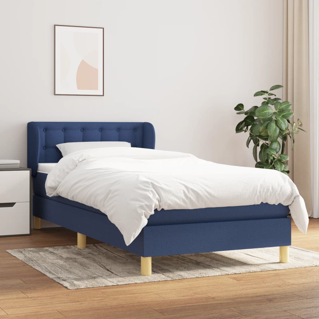 Boxspring met matras stof blauw 80x200 cm – afbeelding 1