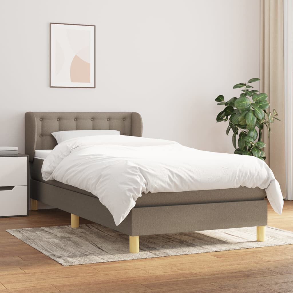 Boxspring met matras stof taupe 90x190 cm – afbeelding 1