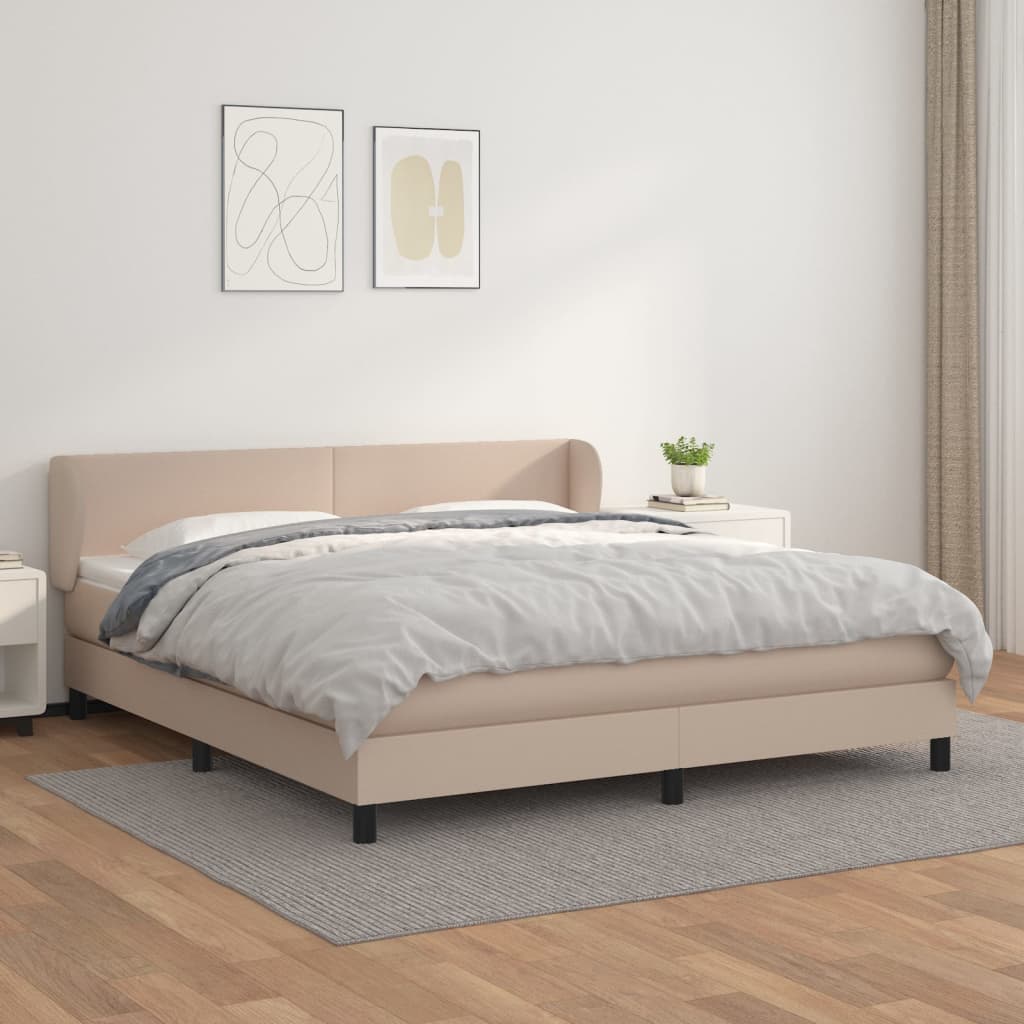 Boxspring met matras kunstleer cappuccinokleurig 180x200 cm – afbeelding 1