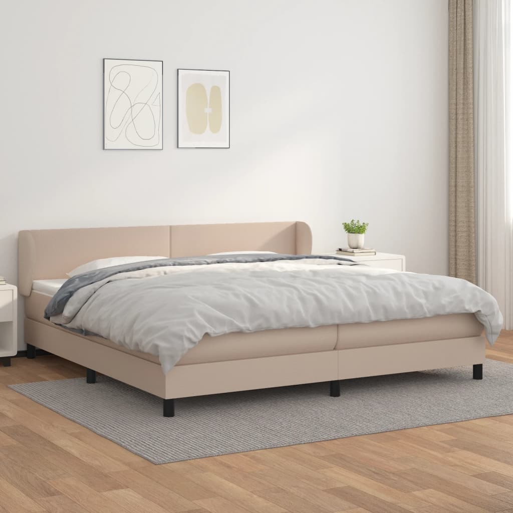 Boxspring met matras kunstleer cappuccinokleurig 200x200 cm – afbeelding 1