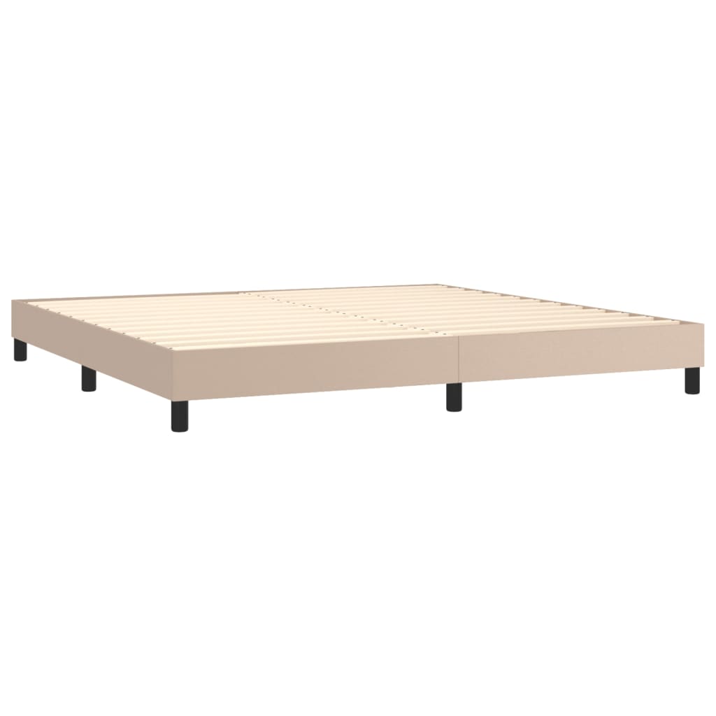 Boxspring met matras kunstleer cappuccinokleurig 200x200 cm – afbeelding 4