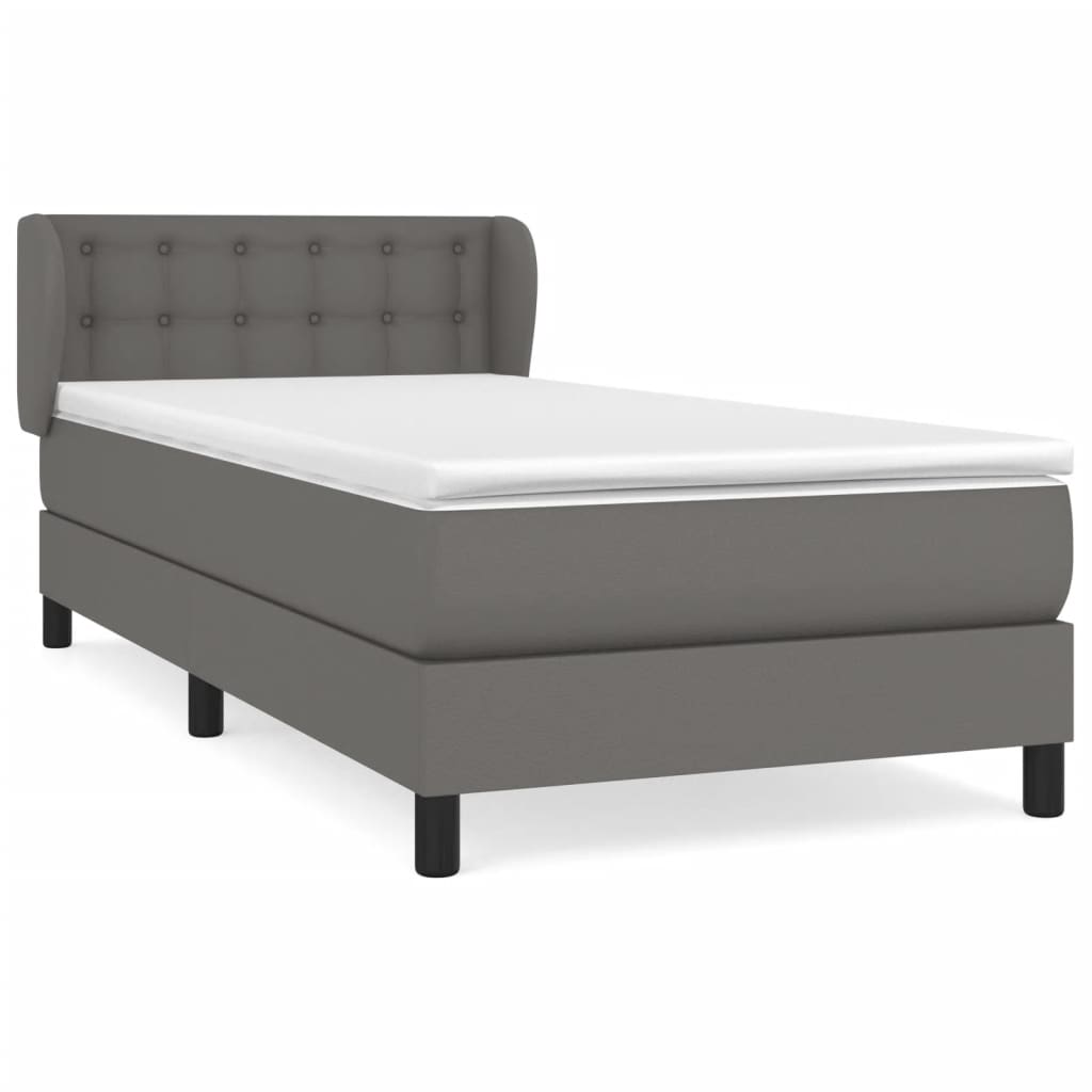 Boxspring met matras kunstleer grijs 80x200 cm – afbeelding 2