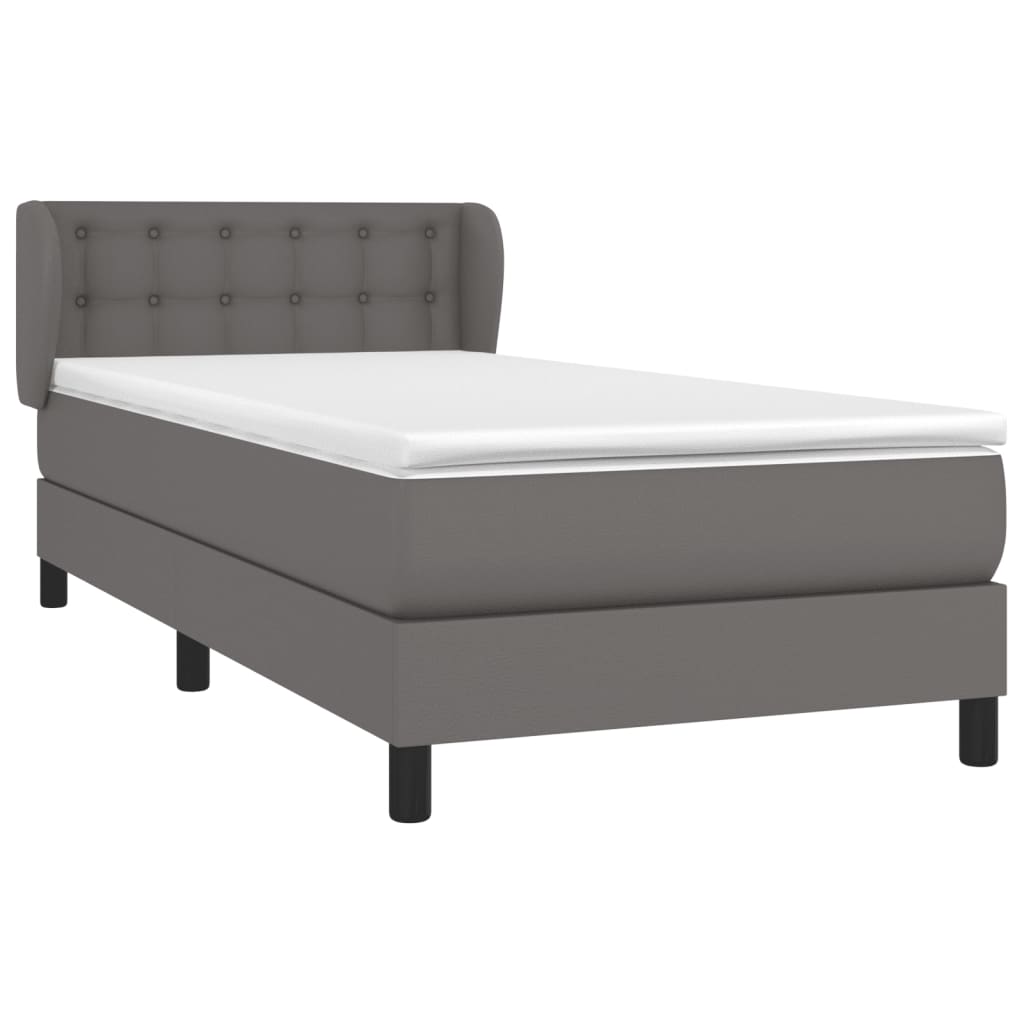 Boxspring met matras kunstleer grijs 80x200 cm – afbeelding 3