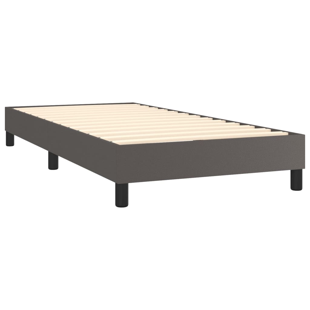 Boxspring met matras kunstleer grijs 80x200 cm – afbeelding 4