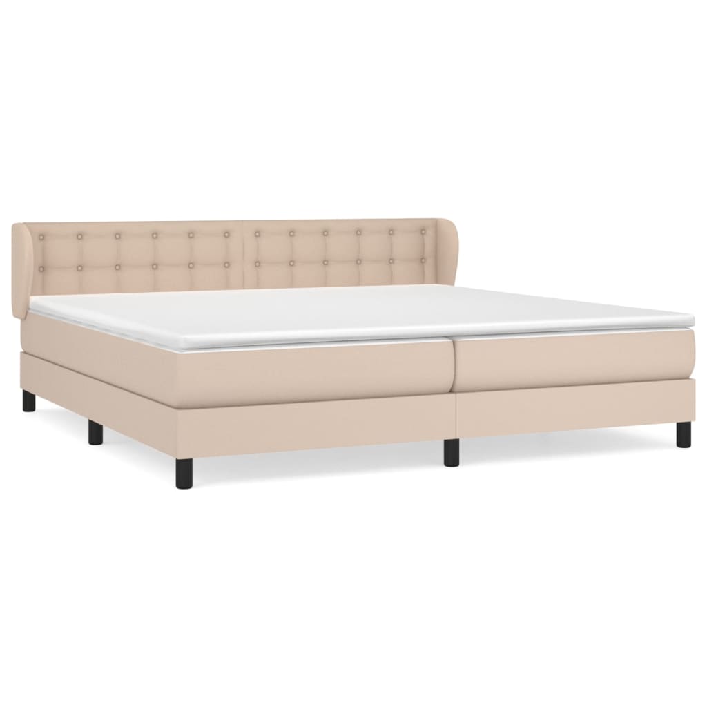 Boxspring met matras kunstleer cappuccinokleurig 200x200 cm – afbeelding 2