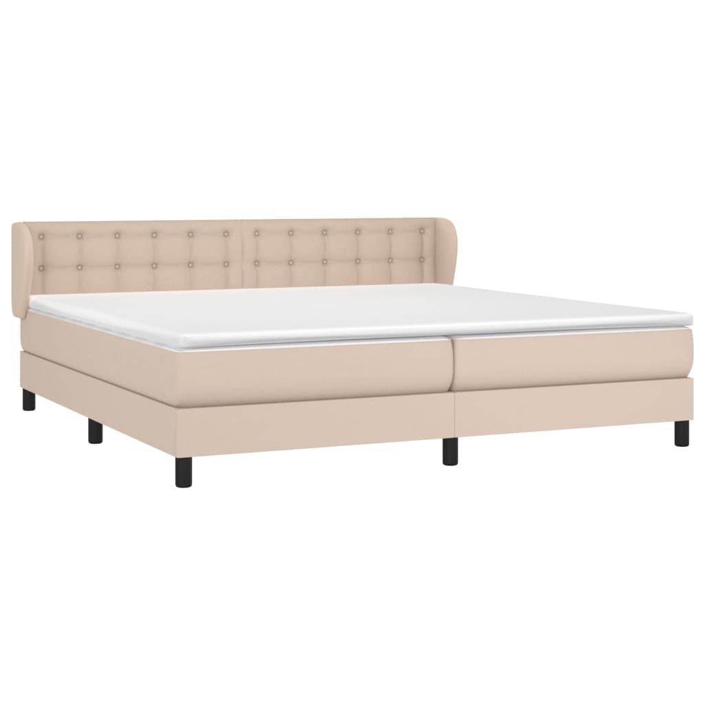 Boxspring met matras kunstleer cappuccinokleurig 200x200 cm – afbeelding 3