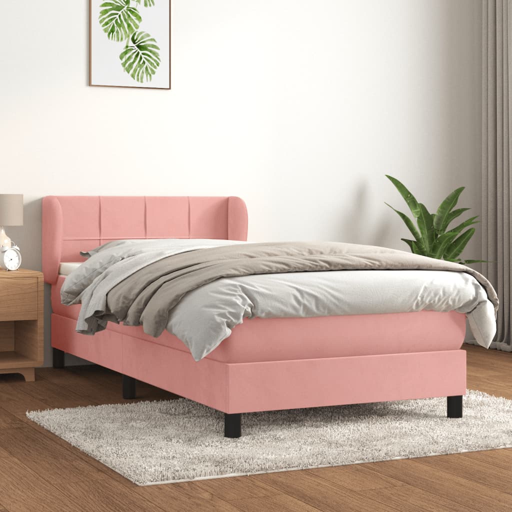 Boxspring met matras fluweel roze 80x200 cm – afbeelding 1