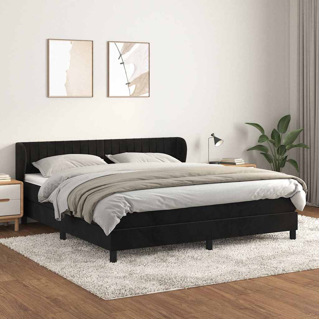 Boxspring met matras fluweel zwart 180x200 cm – afbeelding 1