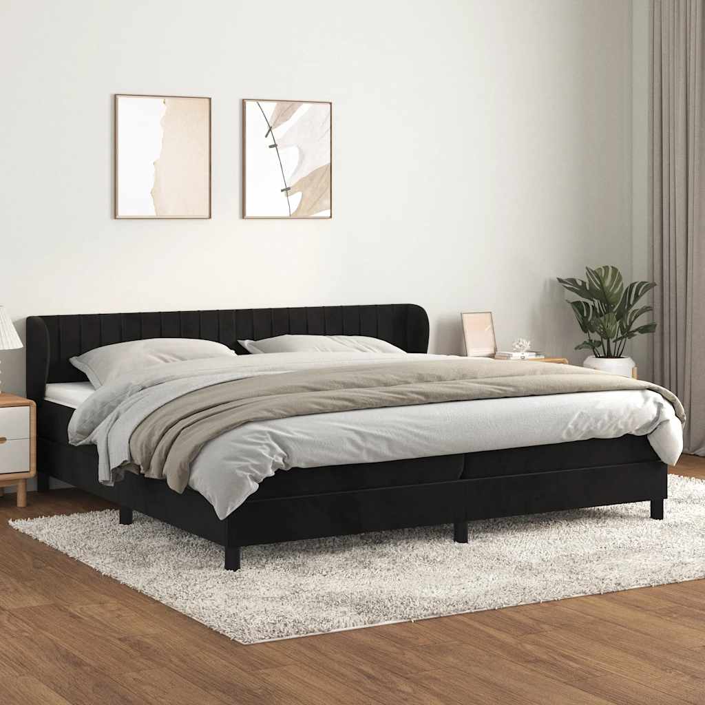 Boxspring met matras fluweel zwart 200x200 cm – afbeelding 1