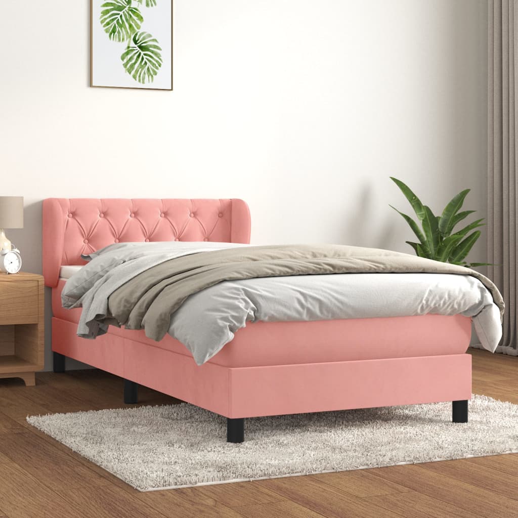 Boxspring met matras fluweel roze 80x200 cm – afbeelding 1