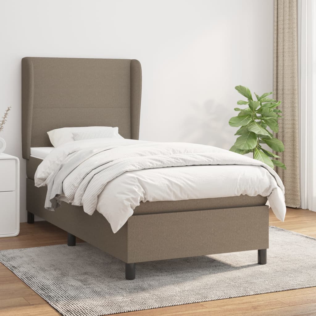 Boxspring met matras stof taupe 80x200 cm – afbeelding 1