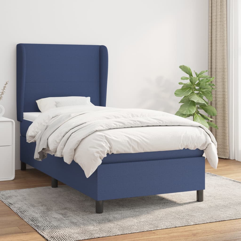 Boxspring met matras stof blauw 80x200 cm – afbeelding 1