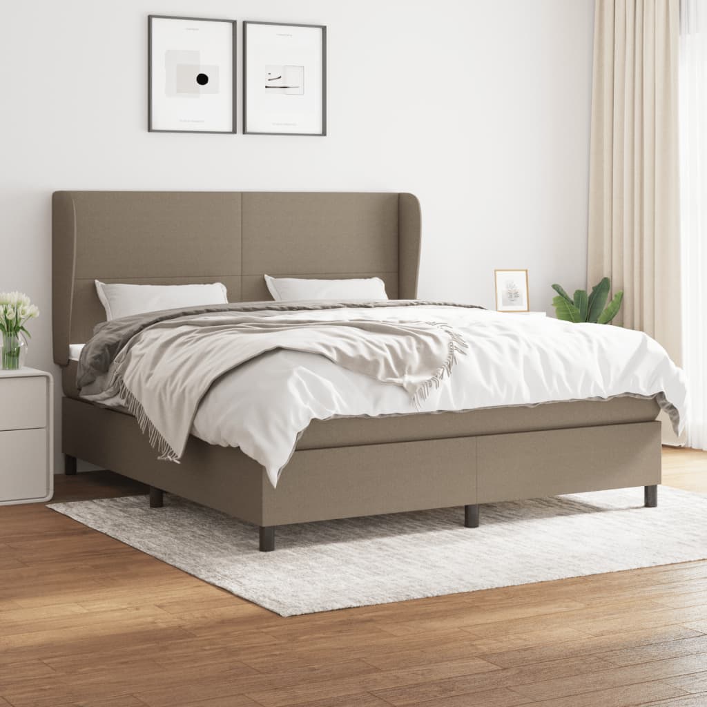 Boxspring met matras stof taupe 180x200 cm – afbeelding 1