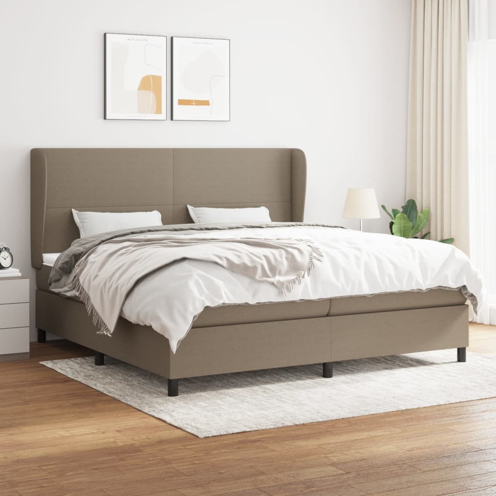 Boxspring met matras stof taupe 200x200 cm – afbeelding 1