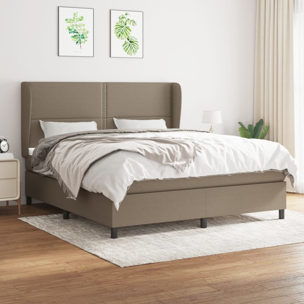 Boxspring met matras stof taupe 180x200 cm – afbeelding 1