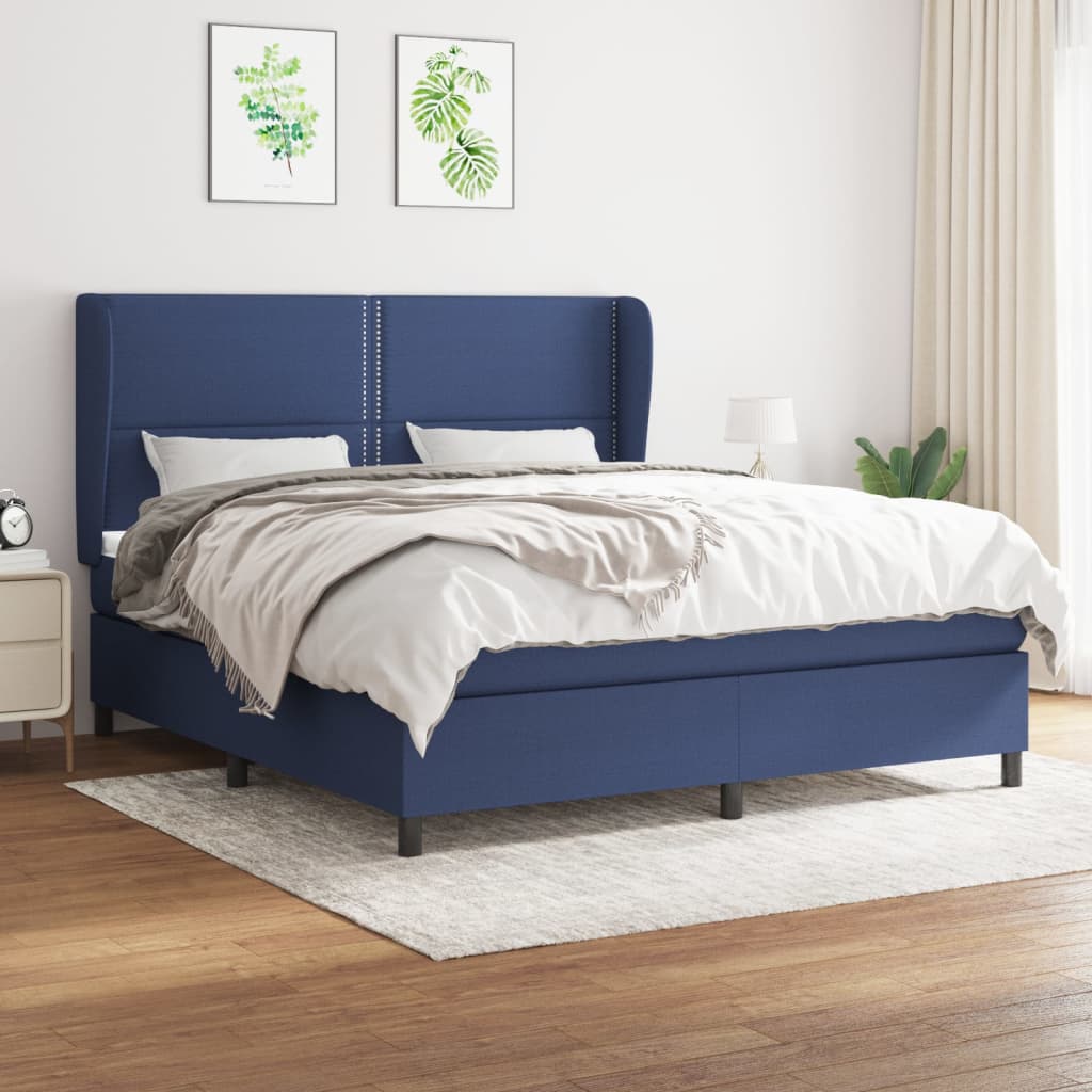 Boxspring met matras stof blauw 180x200 cm – afbeelding 1