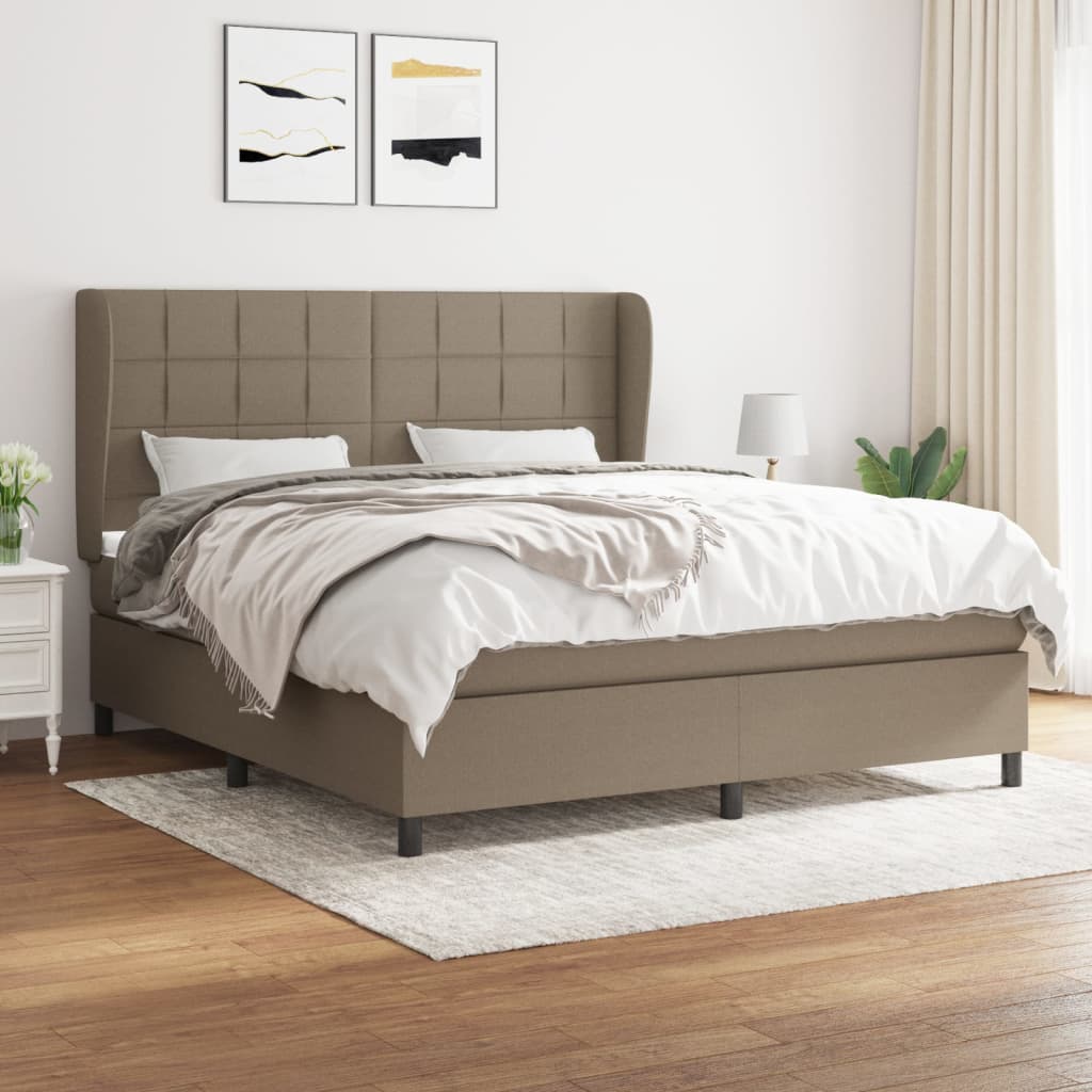 Boxspring met matras stof taupe 180x200 cm – afbeelding 1