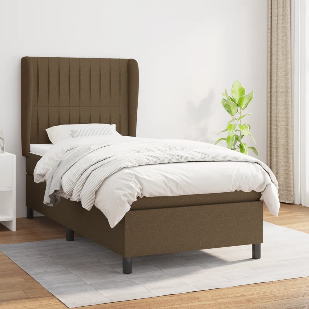 Boxspring met matras stof donkerbruin 80x200 cm – afbeelding 1