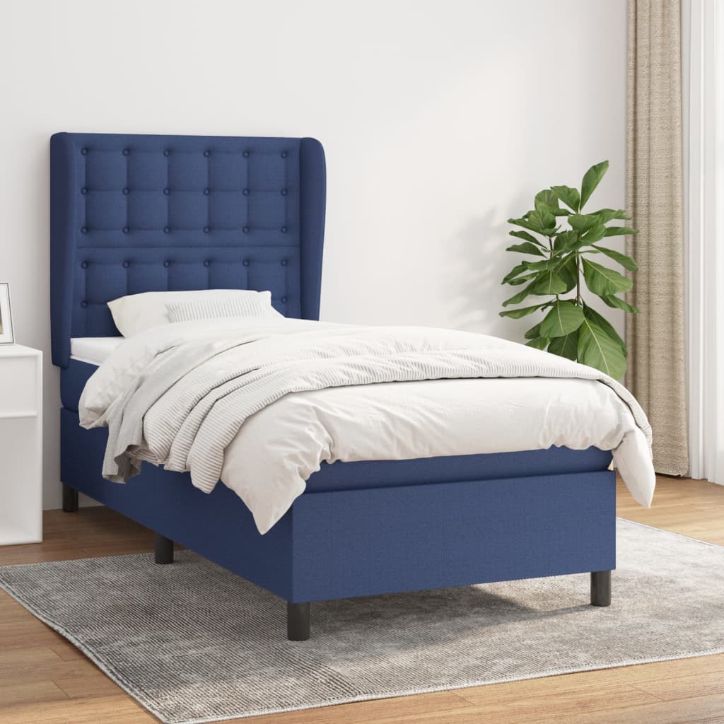 Boxspring met matras stof blauw 80x200 cm – afbeelding 1