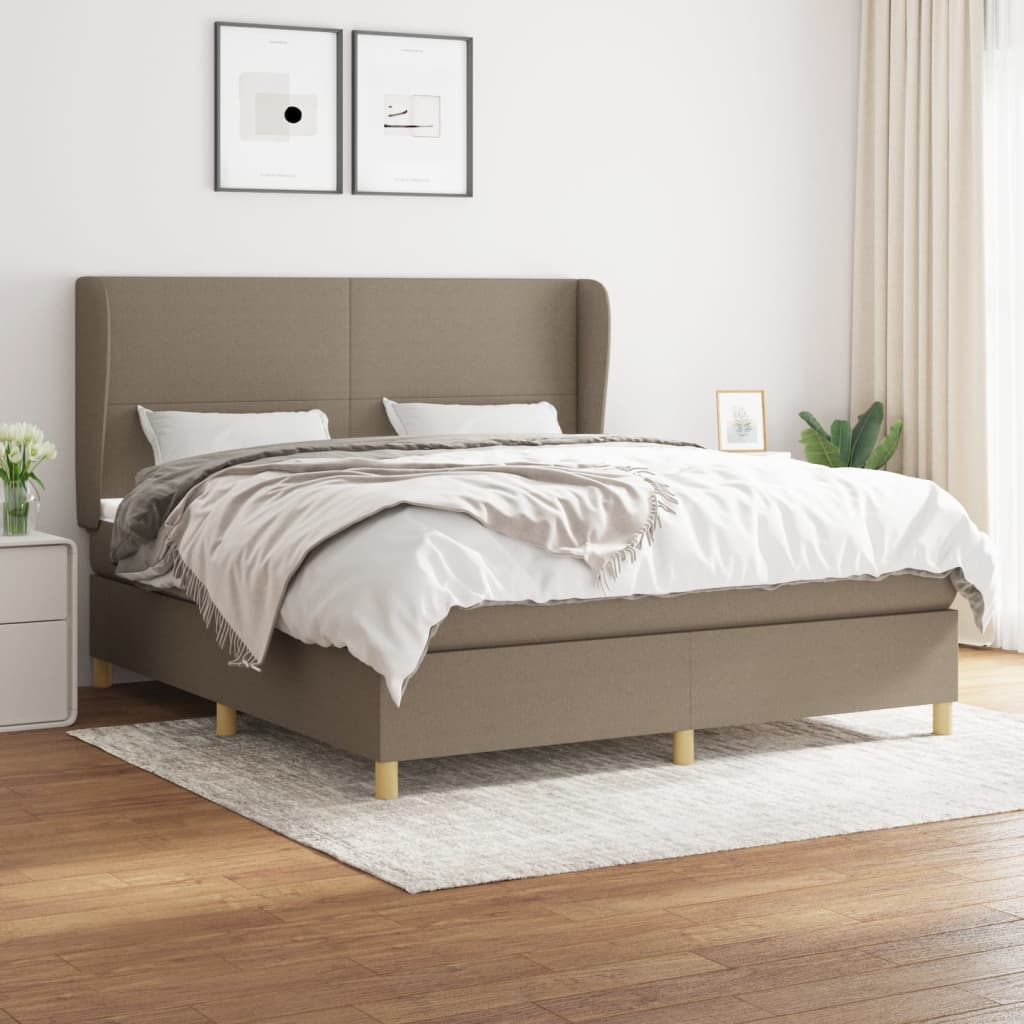 Boxspring met matras stof taupe 160x200 cm – afbeelding 1