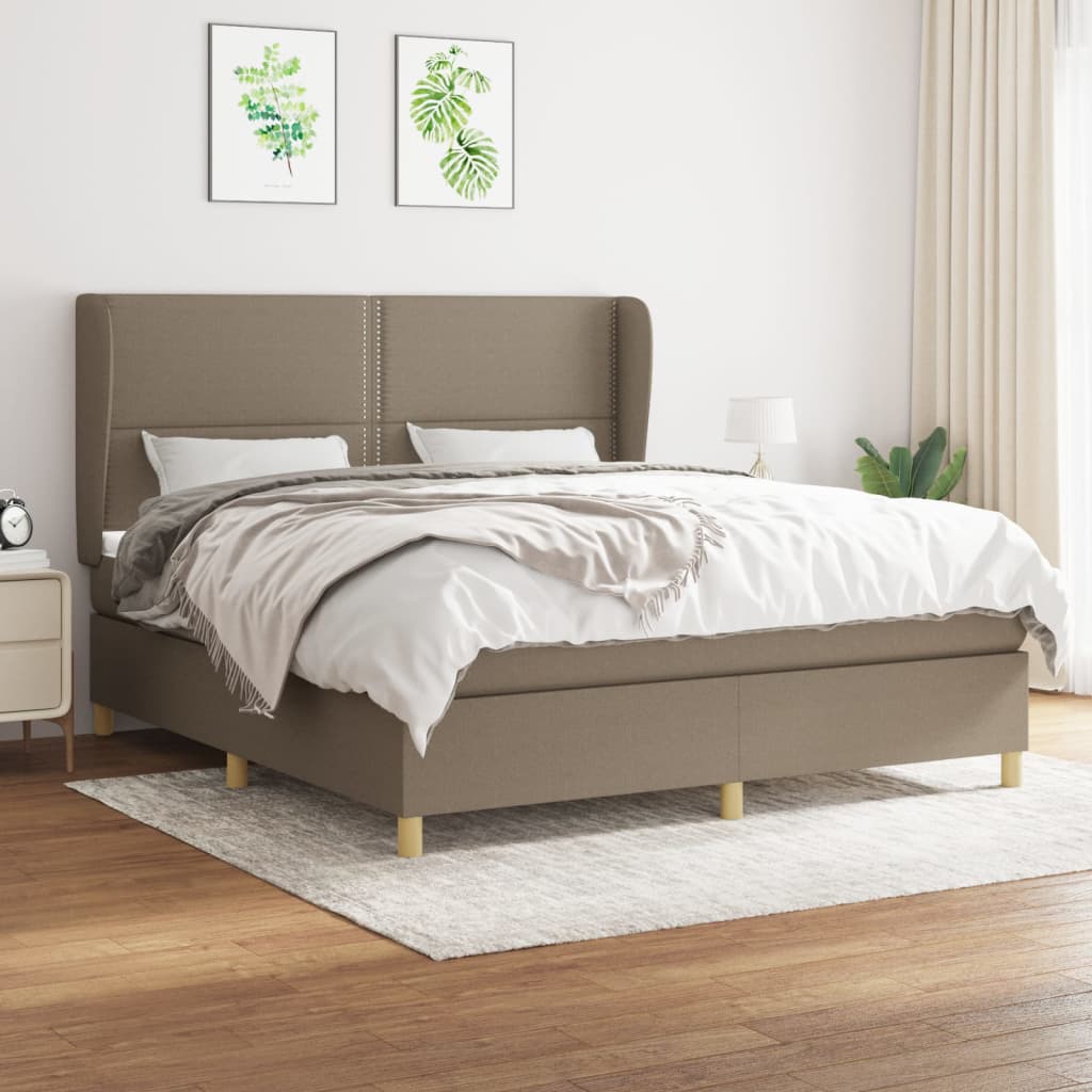 Boxspring met matras stof taupe 180x200 cm – afbeelding 1