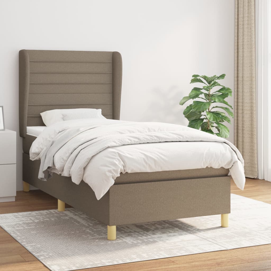 Boxspring met matras stof taupe 80x200 cm – afbeelding 1