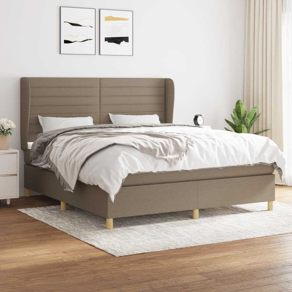 Boxspring met matras stof taupe 180x200 cm – afbeelding 1