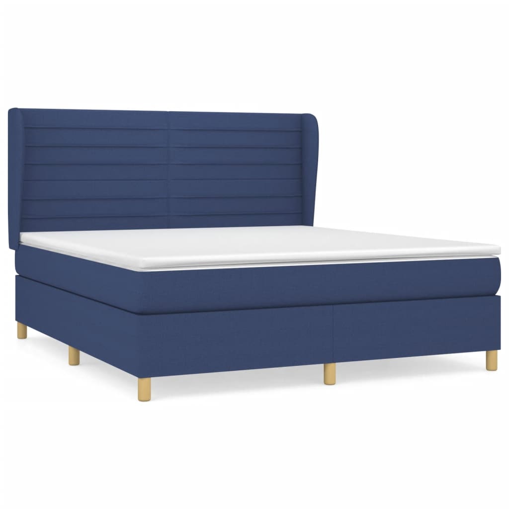 Boxspring met matras stof blauw 180x200 cm – afbeelding 2