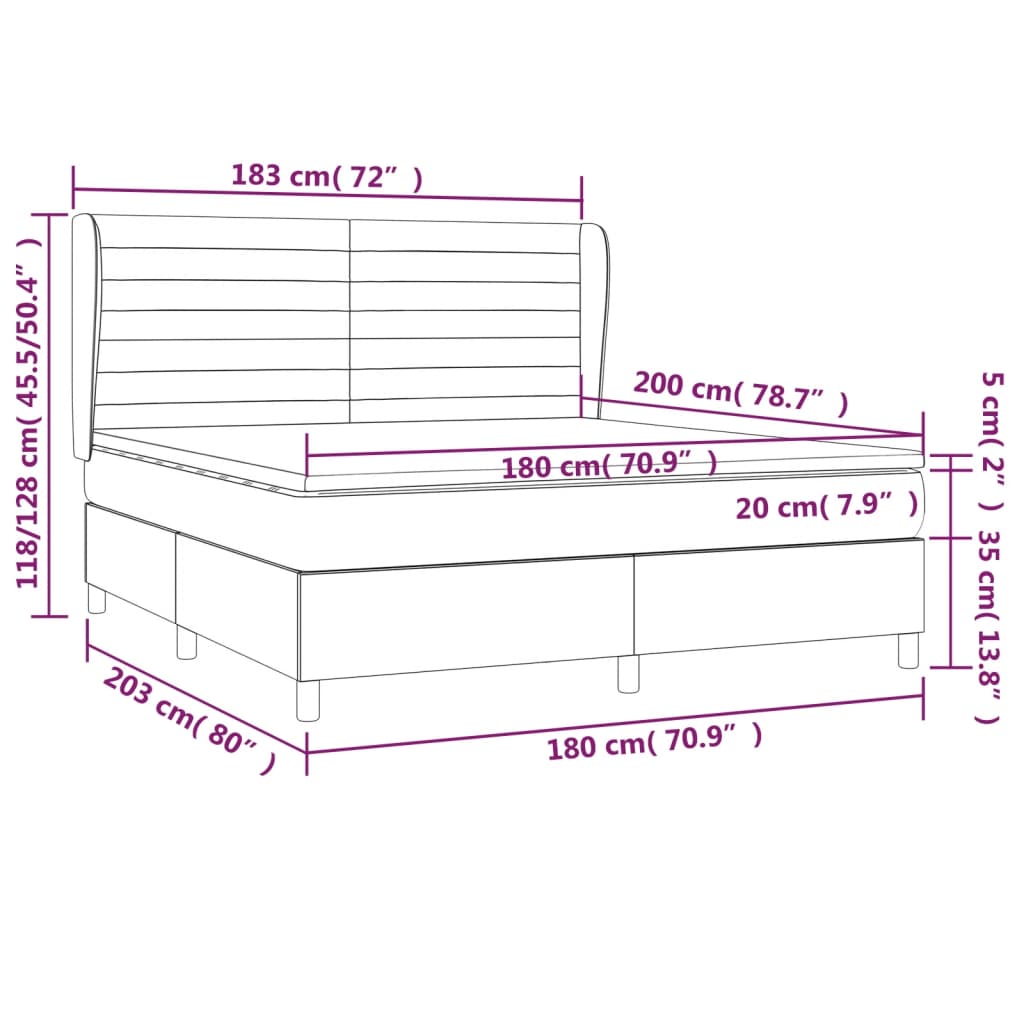 Boxspring met matras stof blauw 180x200 cm – afbeelding 7