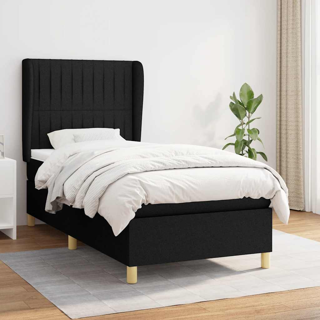 Boxspring met matras stof zwart 80x200 cm – afbeelding 1