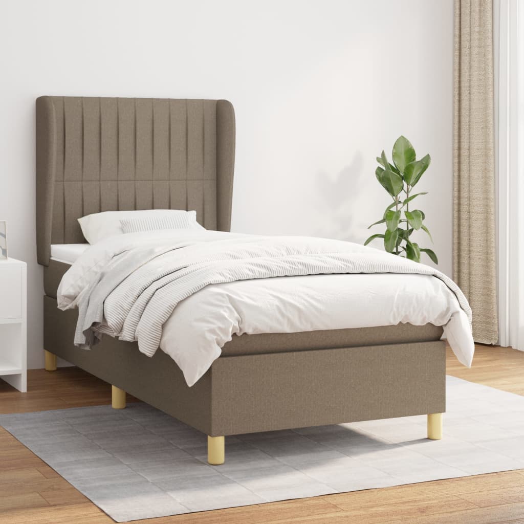 Boxspring met matras stof taupe 80x200 cm – afbeelding 1