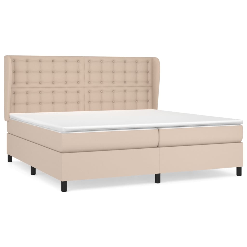 Boxspring met matras kunstleer cappuccinokleurig 200x200 cm – afbeelding 2