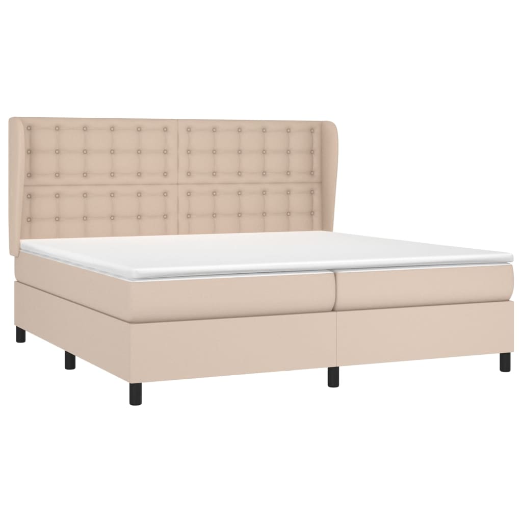 Boxspring met matras kunstleer cappuccinokleurig 200x200 cm – afbeelding 3