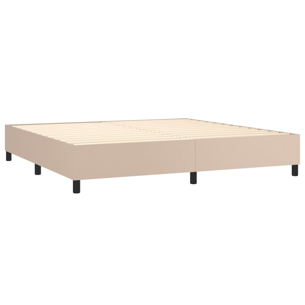 Boxspring met matras kunstleer cappuccinokleurig 200x200 cm – afbeelding 4