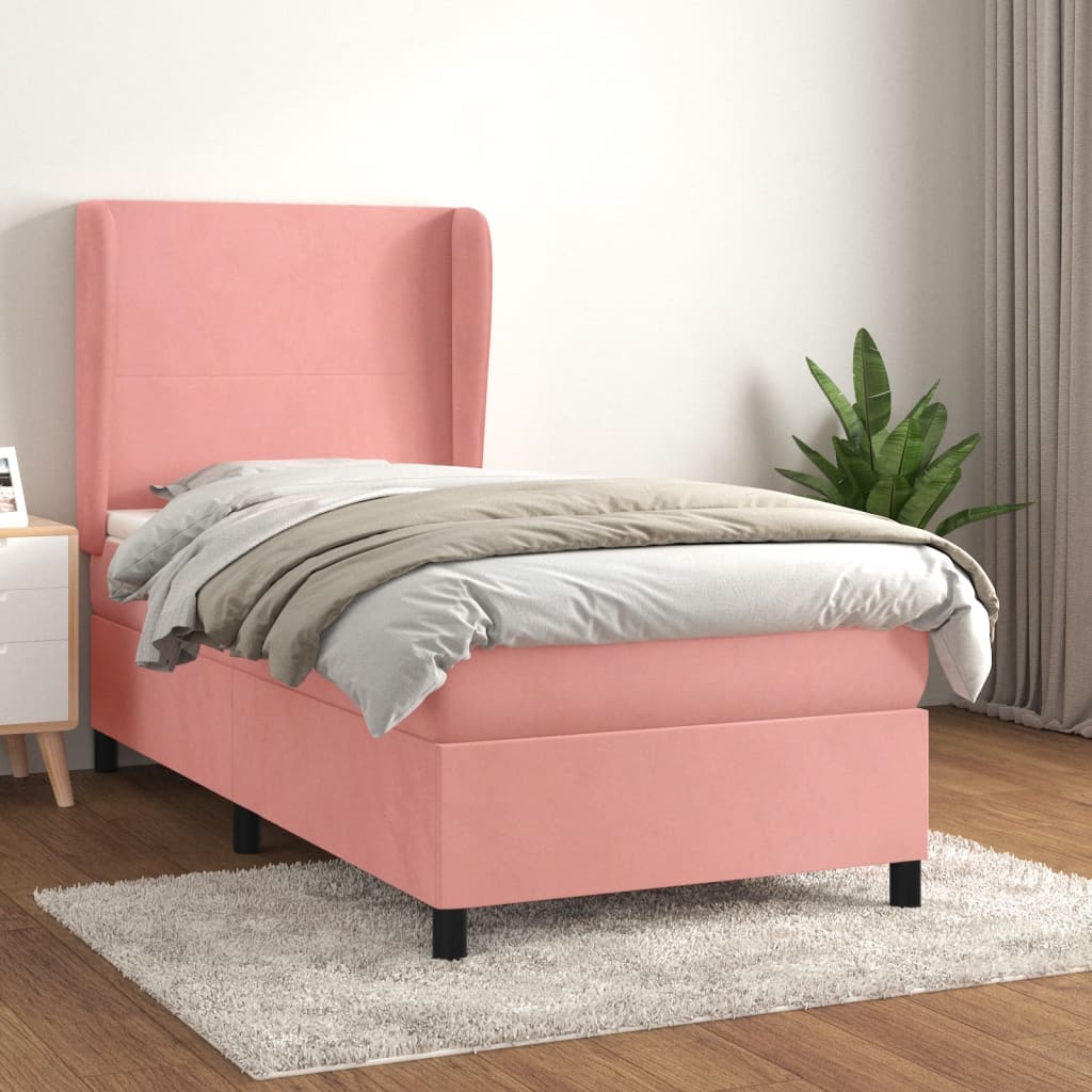 Boxspring met matras fluweel roze 80x200 cm – afbeelding 1