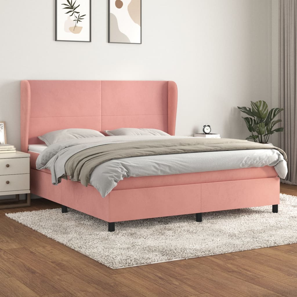 Boxspring met matras fluweel roze 180x200 cm – afbeelding 1